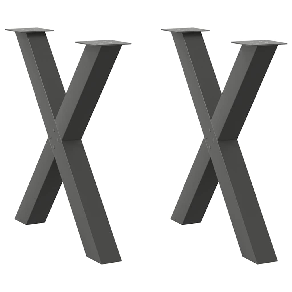 vidaXL Πόδια Τραπεζαρίας σε Σχήμα Χ 2 τεμ. Ανθρακί 80x(72-73) εκ. Ατσάλι