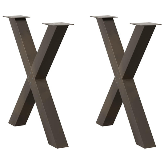vidaXL Πόδια Τραπεζαρίας σε Σχήμα Χ, 2 τεμ. από Φυσικό Ατσάλι 80x(72-73) εκ. Ατσάλι