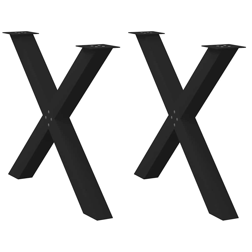 vidaXL Πόδια Τραπεζαρίας σε Σχήμα Χ, 2 τεμ. Μαύρα 90x(72-73) εκ. Ατσάλι