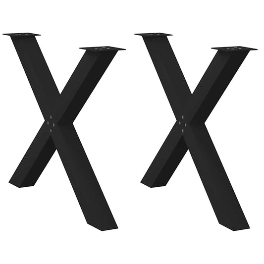 vidaXL Πόδια Τραπεζαρίας σε Σχήμα Χ, 2 τεμ. Μαύρα 90x(72-73) εκ. Ατσάλι