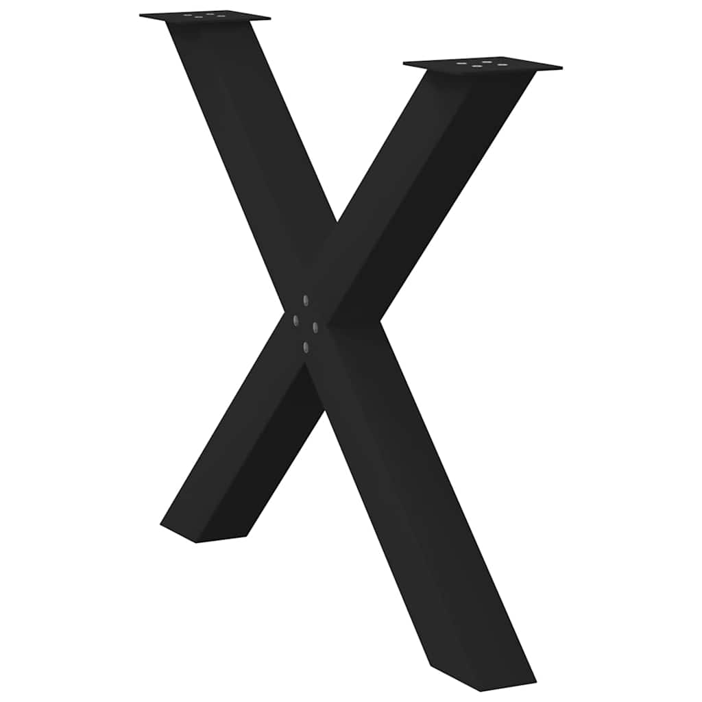 vidaXL Πόδια Τραπεζαρίας σε Σχήμα Χ, 2 τεμ. Μαύρα 90x(72-73) εκ. Ατσάλι