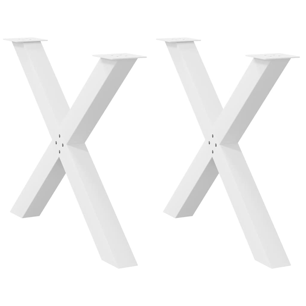 vidaXL Πόδια Τραπεζαρίας σε Σχήμα Χ, 2 τεμ. Λευκά 90x(72-73) εκ. Ατσάλι