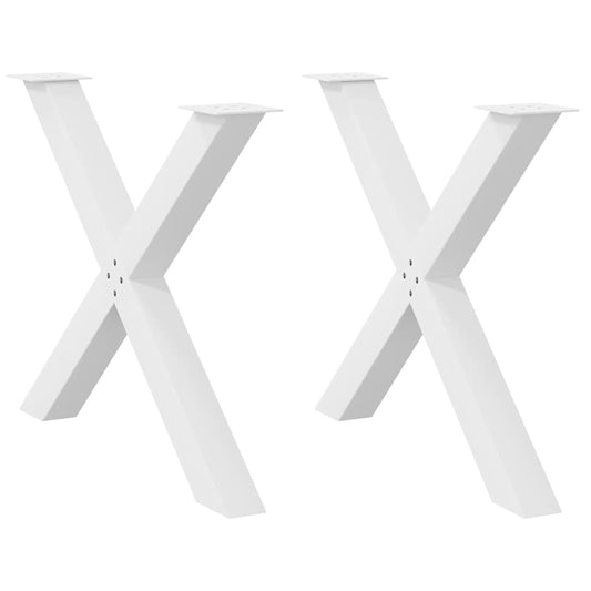 vidaXL Πόδια Τραπεζαρίας σε Σχήμα Χ, 2 τεμ. Λευκά 90x(72-73) εκ. Ατσάλι