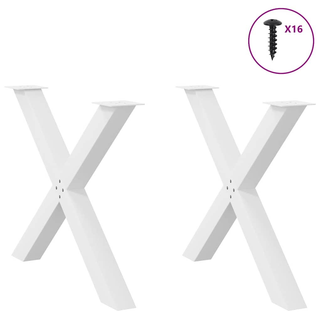 vidaXL Πόδια Τραπεζαρίας σε Σχήμα Χ, 2 τεμ. Λευκά 90x(72-73) εκ. Ατσάλι