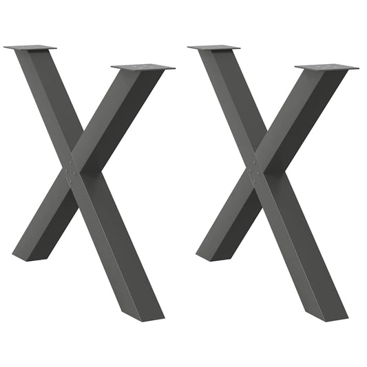 vidaXL Πόδια Τραπεζαρίας σε Σχήμα Χ, 2 τεμ. Ανθρακί 90x(72-73) εκ. Ατσάλι