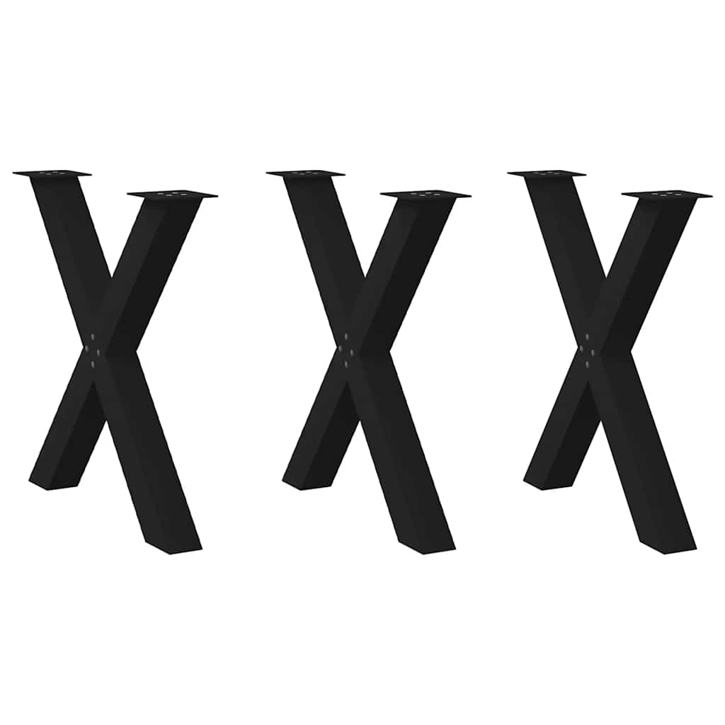 vidaXL Πόδια Τραπεζαρίας σε Σχήμα Χ 3 τεμ. Μαύρο 70x(72-73) εκ. Ατσάλι