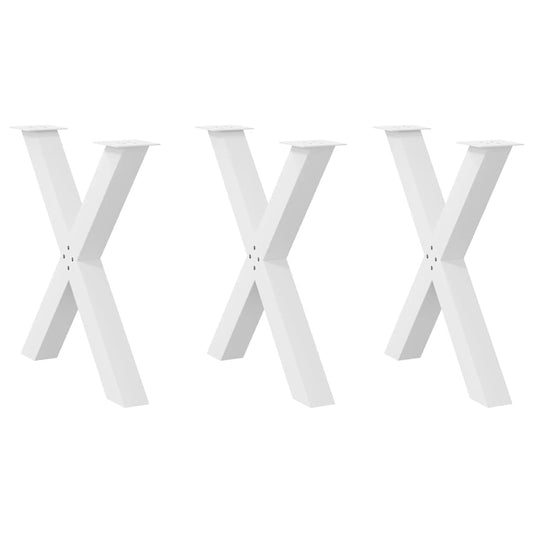 vidaXL Πόδια Τραπεζαρίας σε Σχήμα Χ 3 τεμ. Λευκά 70x(72-73) εκ. Ατσάλι