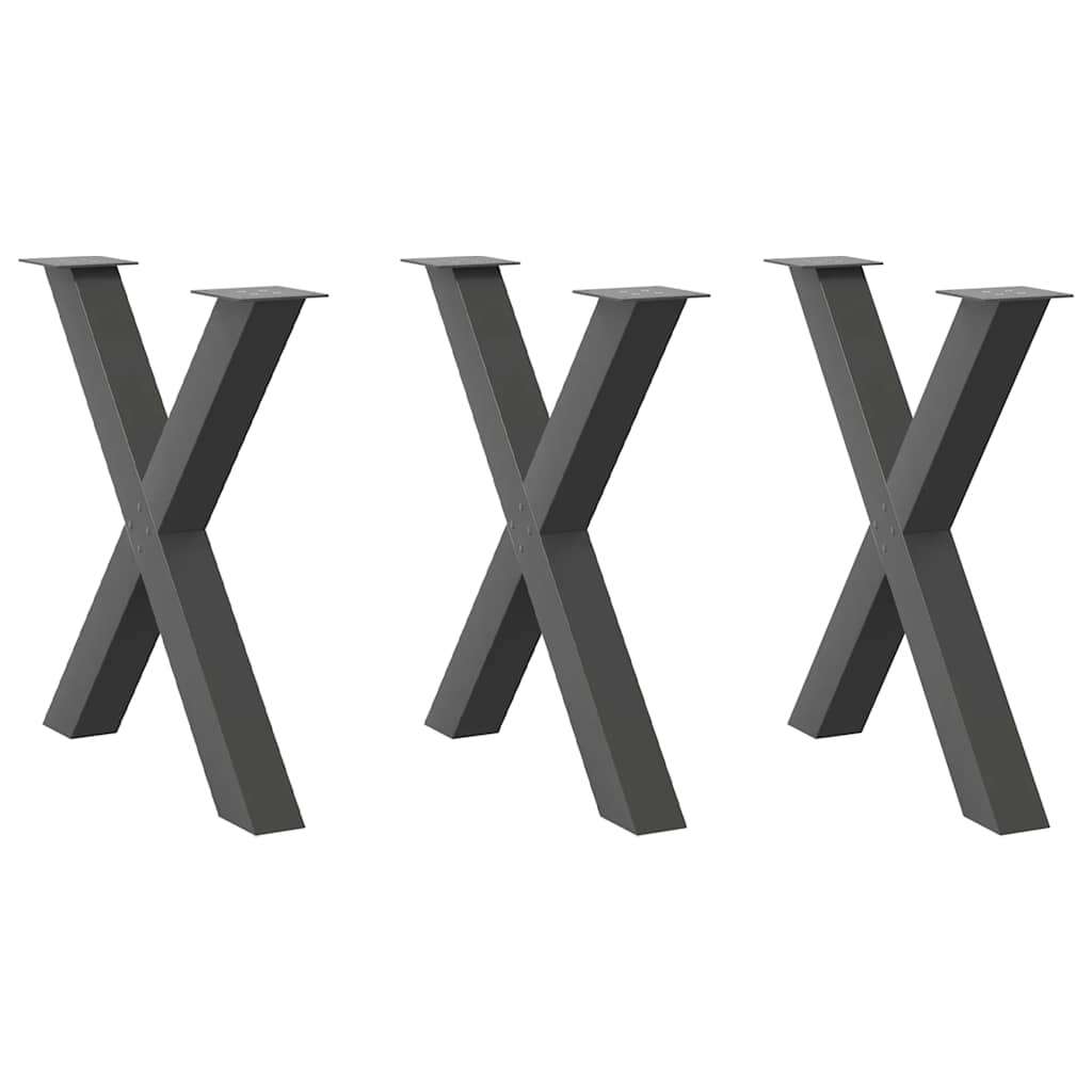 vidaXL Πόδια Τραπεζαρίας σε Σχήμα Χ 3 τεμ. Ανθρακί 70x(72-73) εκ. Ατσάλι