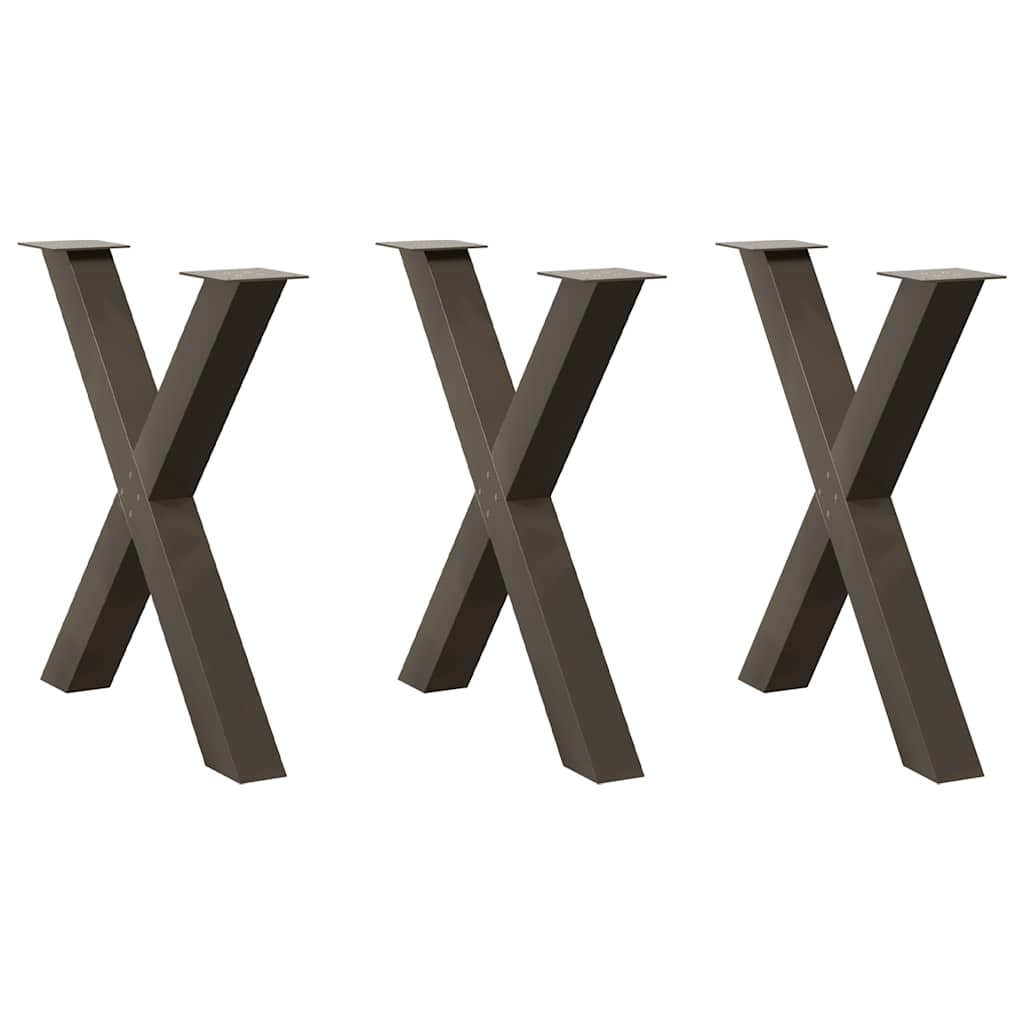 vidaXL Πόδια Τραπεζαρίας σε Σχήμα Χ 3 τεμ. από Φυσικό Ατσάλι 70x(72-73) εκ. Ατσάλι