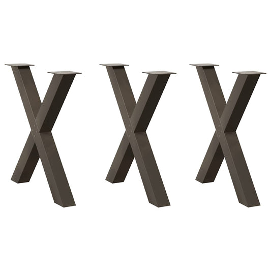 vidaXL Πόδια Τραπεζαρίας σε Σχήμα Χ 3 τεμ. από Φυσικό Ατσάλι 70x(72-73) εκ. Ατσάλι