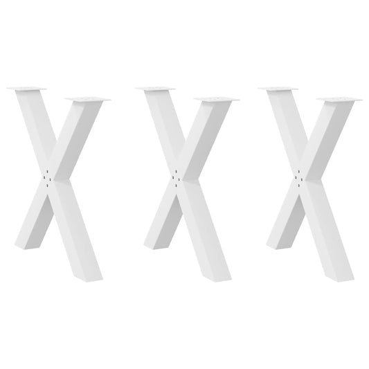 vidaXL Πόδια Τραπεζαρίας σε Σχήμα Χ 3 τεμ. Λευκά 80x(72-73) εκ. Ατσάλι