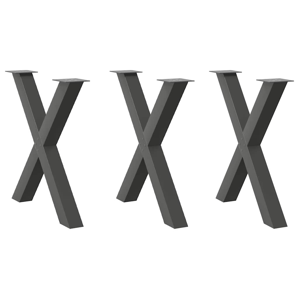 vidaXL Πόδια Τραπεζαρίας σε Σχήμα Χ 3 τεμ. Ανθρακί 80x(72-73) εκ. Ατσάλι