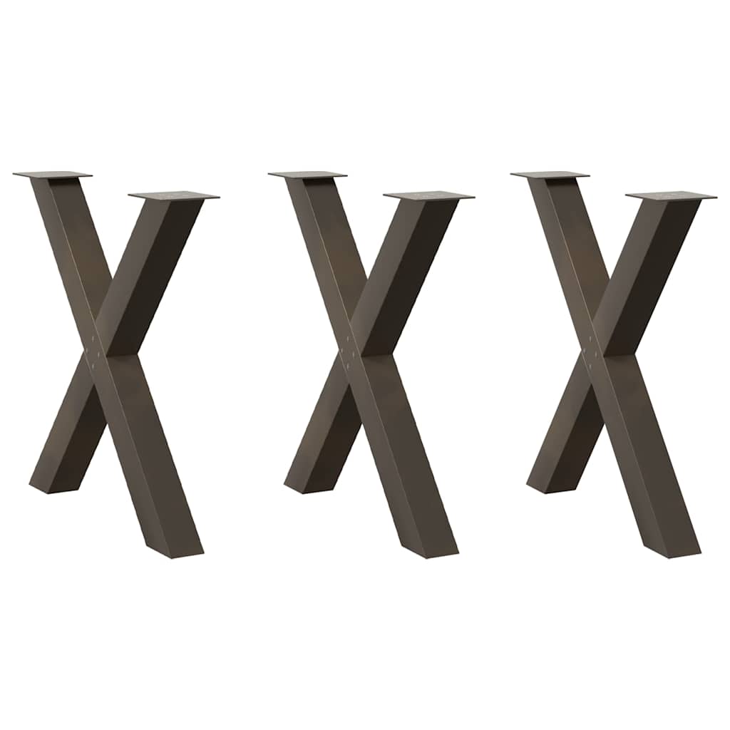 vidaXL Πόδια Τραπεζαρίας σε Σχήμα Χ 3 τεμ. από Φυσικό Ατσάλι 80x(72-73) εκ. Ατσάλι