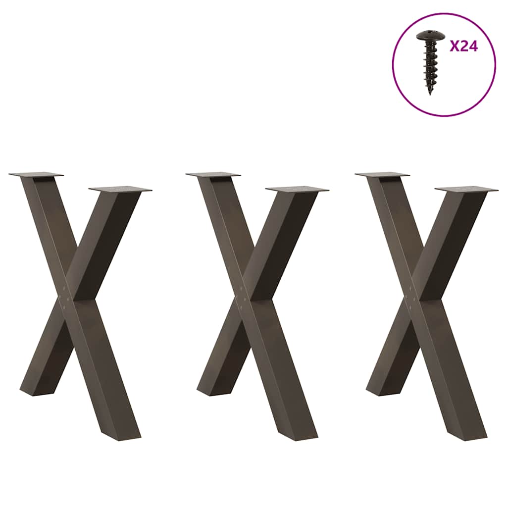 vidaXL Πόδια Τραπεζαρίας σε Σχήμα Χ 3 τεμ. από Φυσικό Ατσάλι 80x(72-73) εκ. Ατσάλι