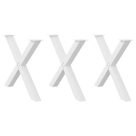 vidaXL Πόδια Τραπεζαρίας σε Σχήμα Χ 3 τεμ. Λευκά 90x(72-73) εκ. Ατσάλι