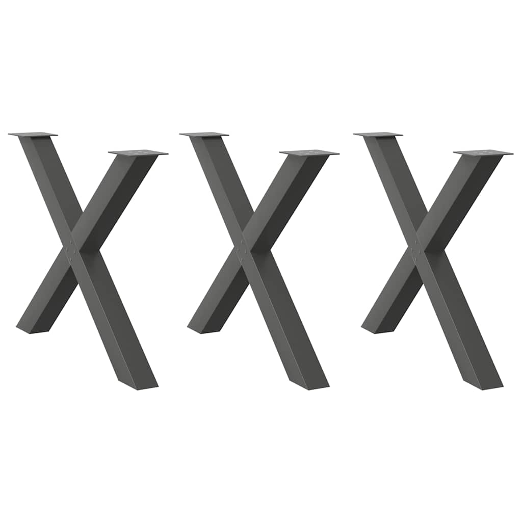 vidaXL Πόδια Τραπεζαρίας σε Σχήμα Χ 3 τεμ. Ανθρακί 90x(72-73) εκ. Ατσάλι