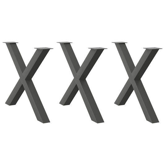 vidaXL Πόδια Τραπεζαρίας σε Σχήμα Χ 3 τεμ. Ανθρακί 90x(72-73) εκ. Ατσάλι