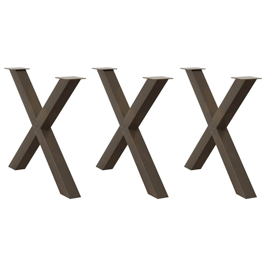 vidaXL Πόδια Τραπεζαρίας σε Σχήμα Χ 3 τεμ. από Φυσικό Ατσάλι 90x(72-73) εκ. Ατσάλι