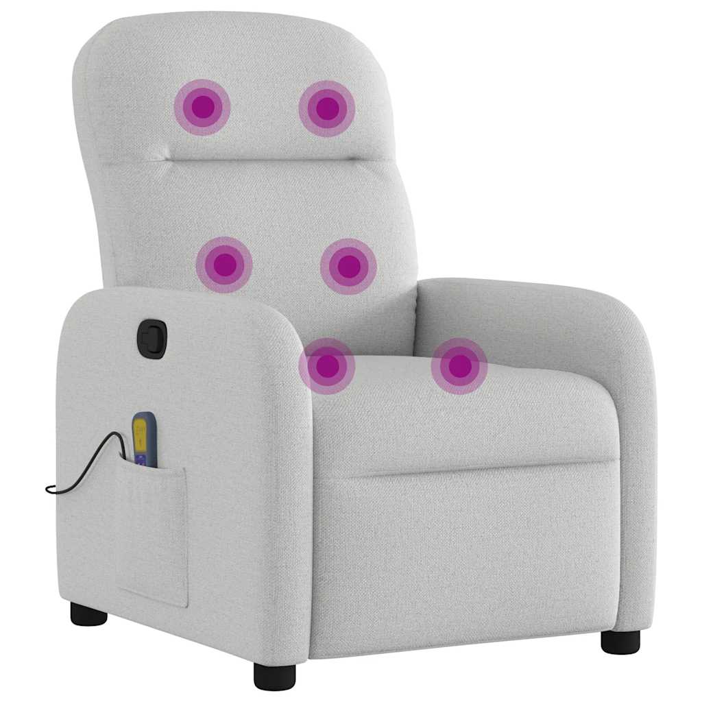 vidaXL καρέκλα ανάκλισης μασάζ Cloud Grey Fabric