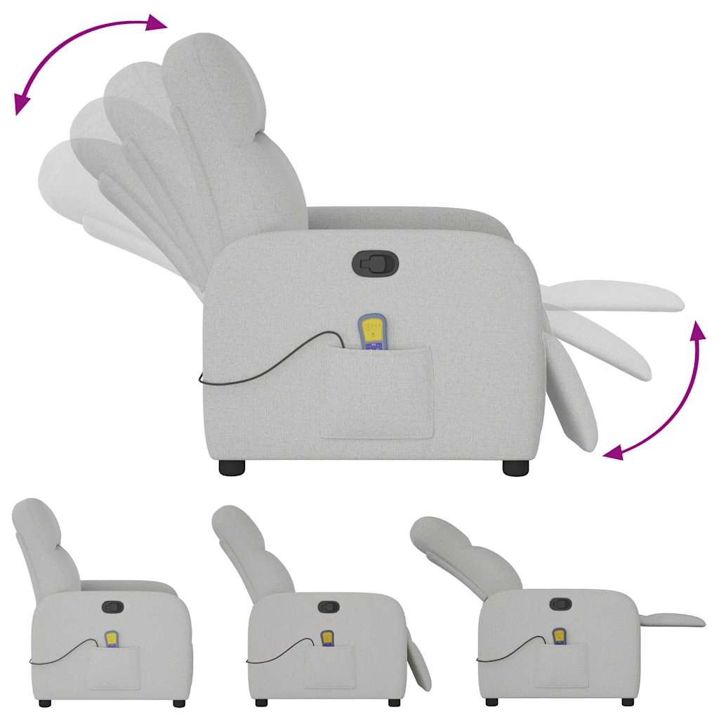 vidaXL καρέκλα ανάκλισης μασάζ Cloud Grey Fabric