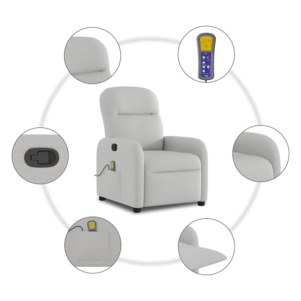 vidaXL καρέκλα ανάκλισης μασάζ Cloud Grey Fabric