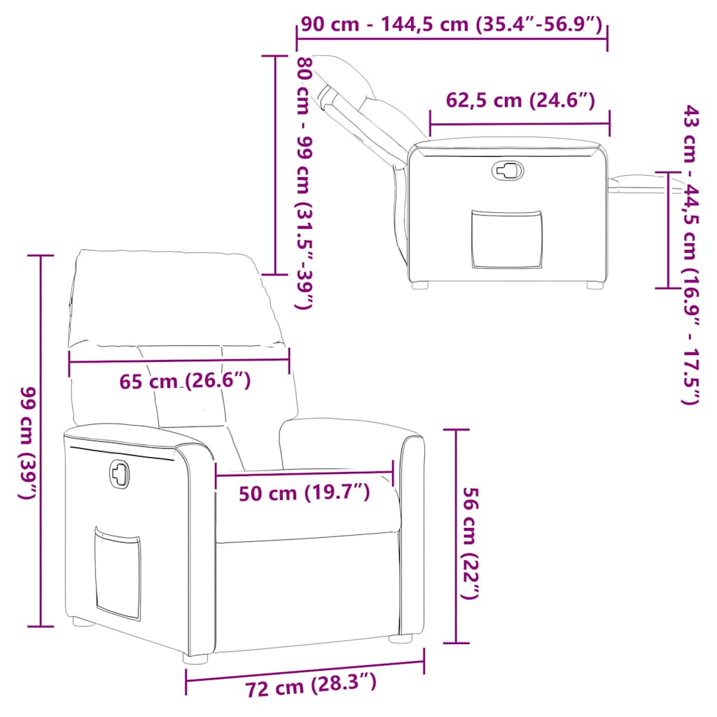 vidaXL Πολυθρόνα Ανακλινόμενη Μπορντό Υφασμάτινη