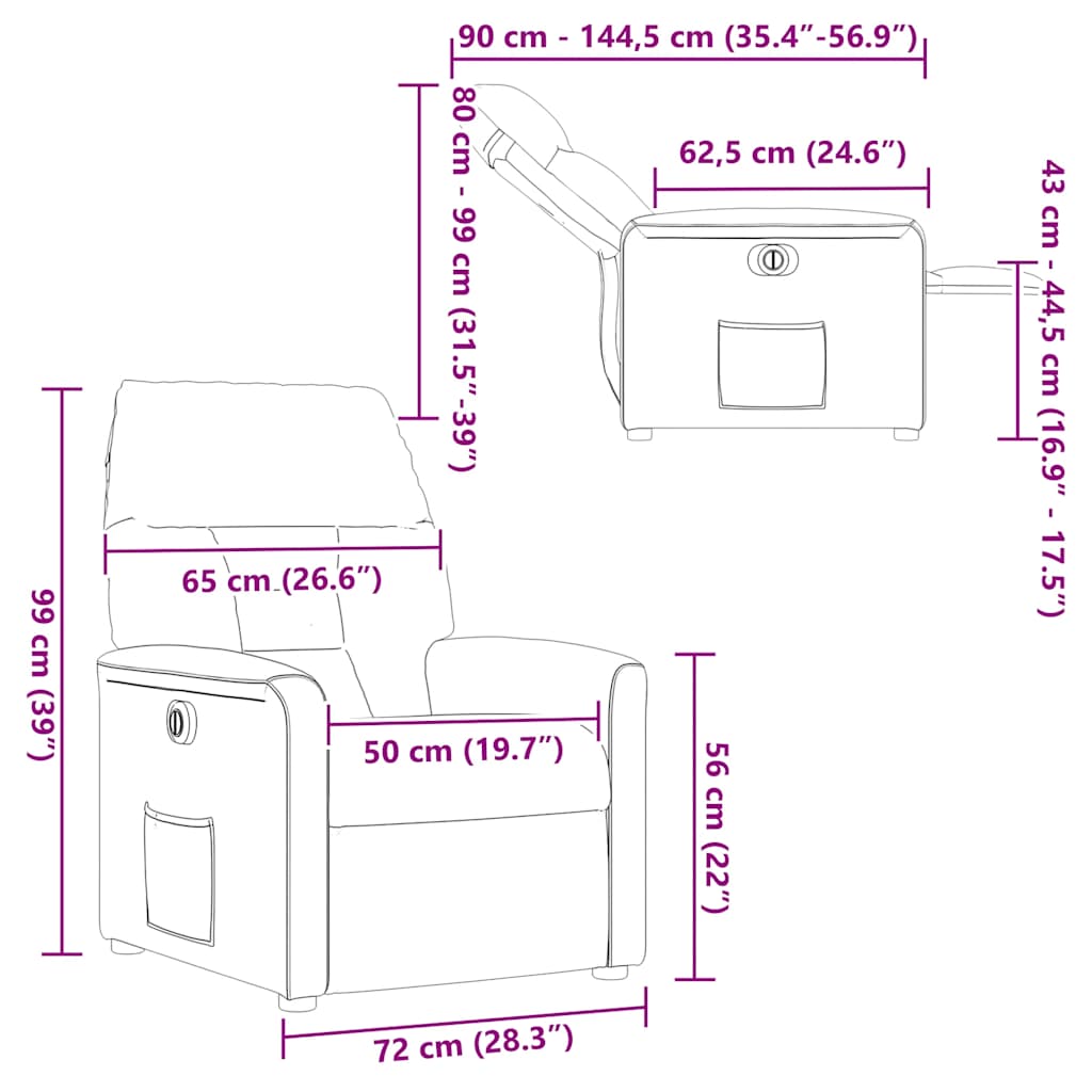 vidaXL Πολυθρόνα Ανακλινόμενη Σκούρο Καφέ Υφασμάτινη