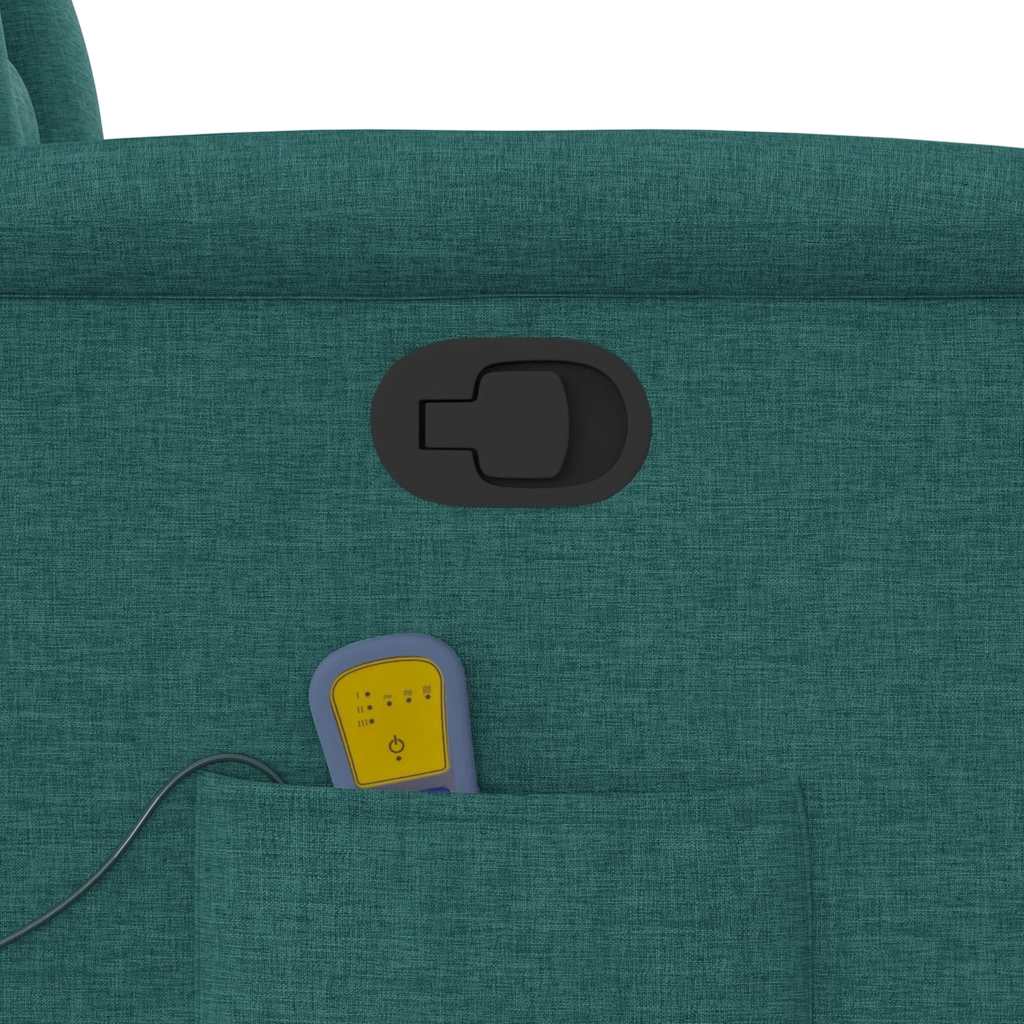 vidaXL Πολυθρόνα Μασάζ Ανακλινόμενη Σκούρο Πράσινο Υφασμάτινη