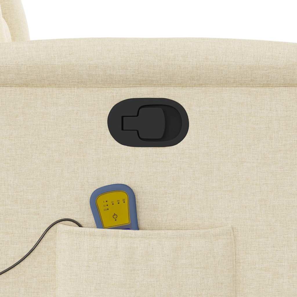 vidaXL Πολυθρόνα Μασάζ Ανακλινόμενη Κρεμ Υφασμάτινη