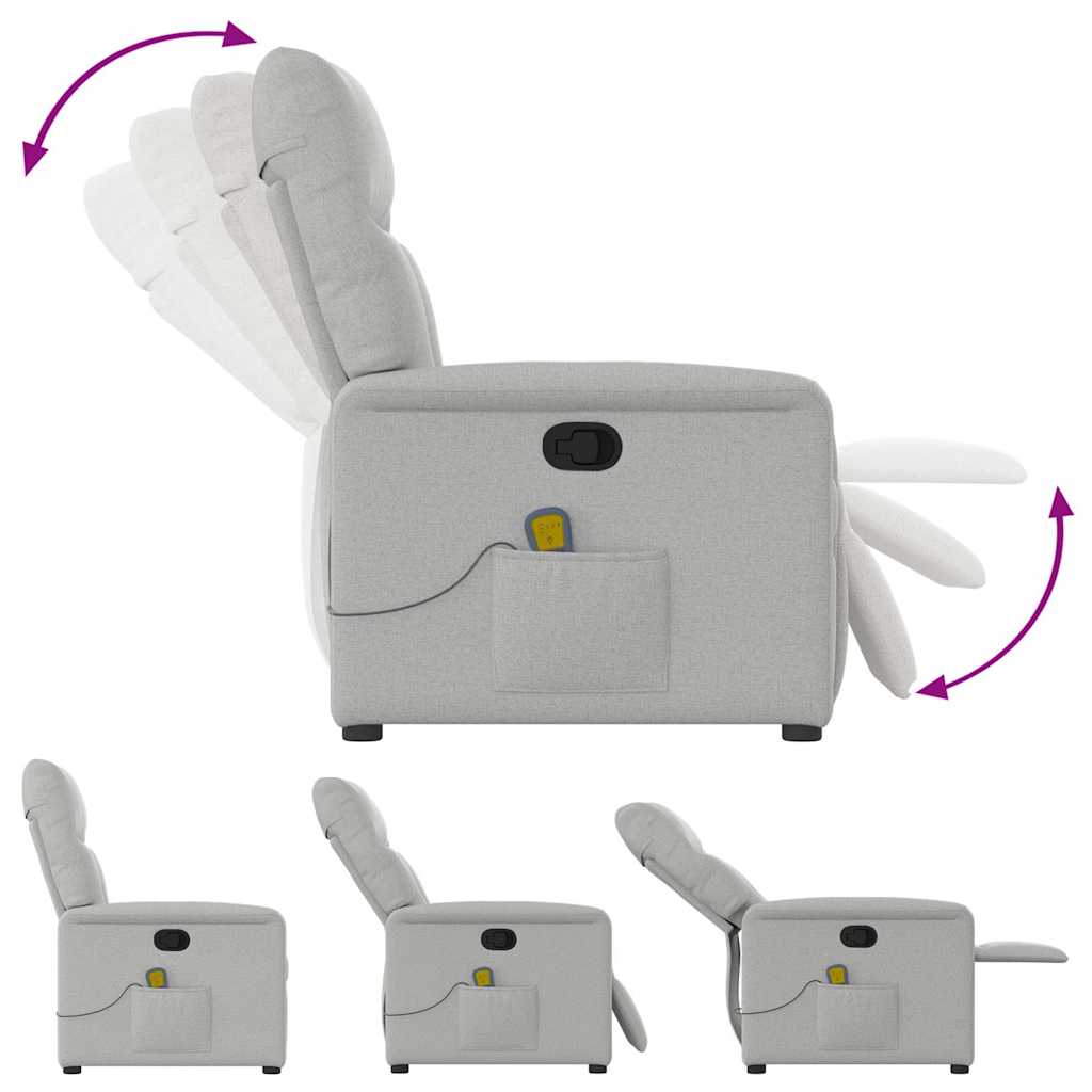 vidaXL καρέκλα ανάκλισης μασάζ Cloud Grey Fabric