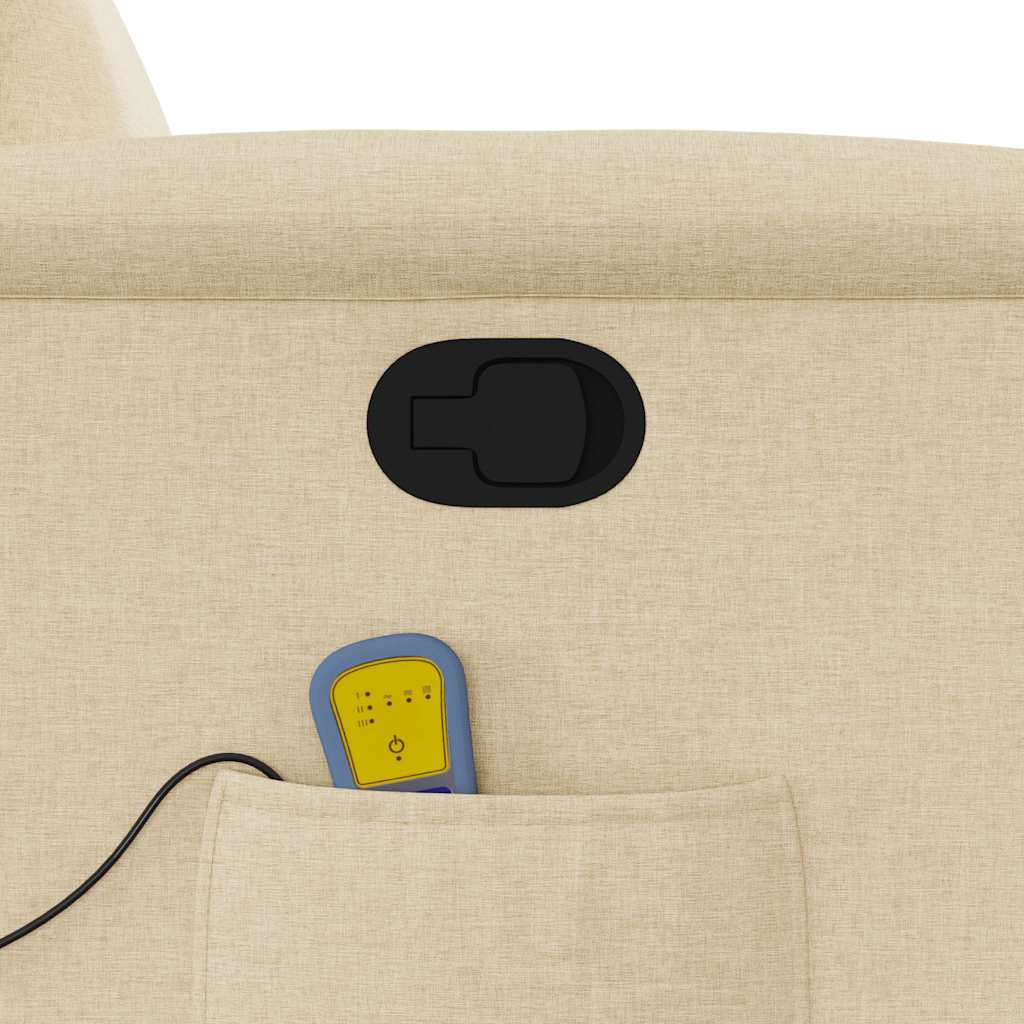 vidaXL Πολυθρόνα Μασάζ Ανακλινόμενη Κρεμ Υφασμάτινη