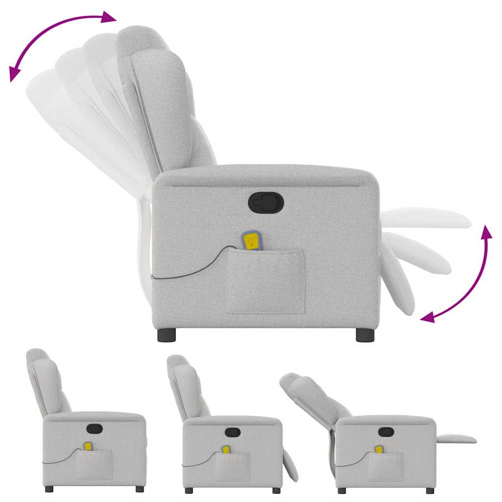 vidaXL καρέκλα ανάκλισης μασάζ Cloud Grey Fabric