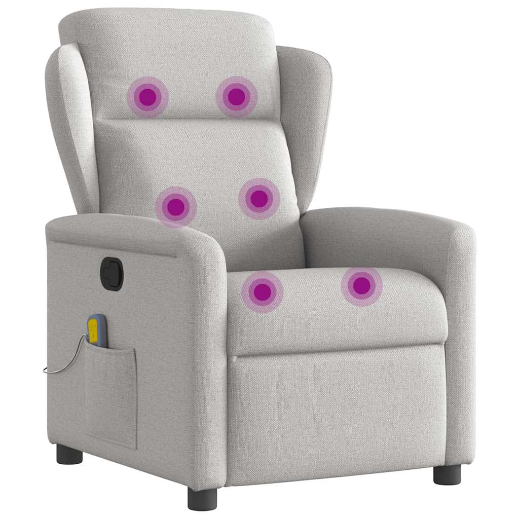 vidaXL καρέκλα ανάκλισης μασάζ Cloud Grey Fabric