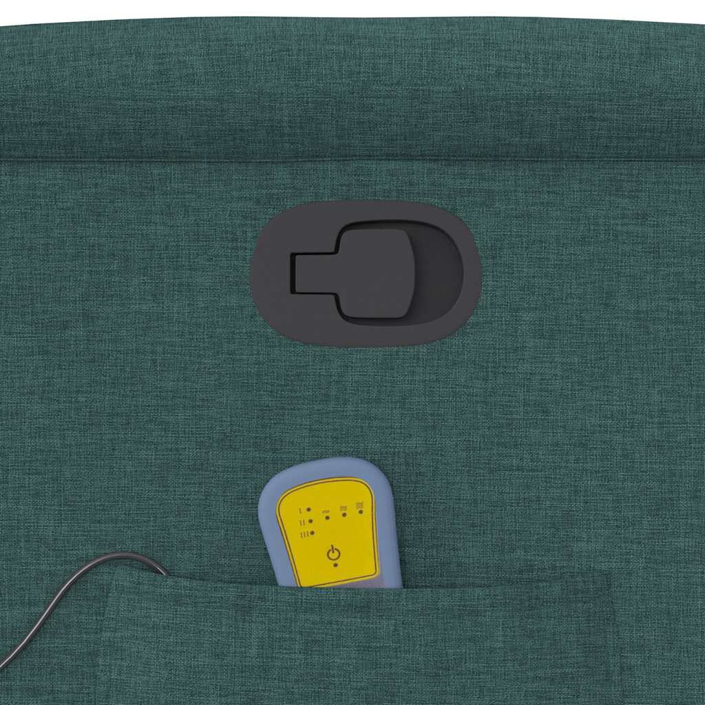 vidaXL Πολυθρόνα Μασάζ Ανακλινόμενη Σκούρο Πράσινο Υφασμάτινη