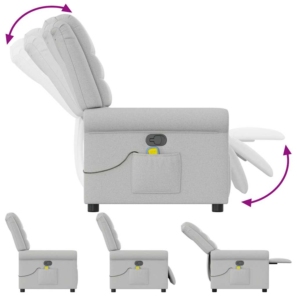 vidaXL καρέκλα ανάκλισης μασάζ Cloud Grey Fabric
