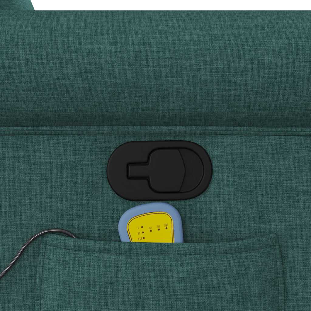 vidaXL Πολυθρόνα Μασάζ Ανακλινόμενη Σκούρο Πράσινο Υφασμάτινη