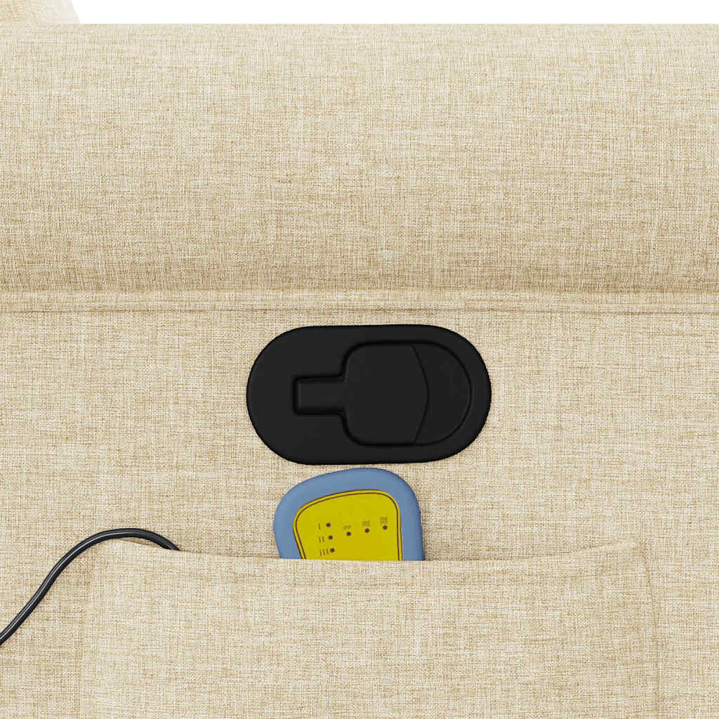 vidaXL Πολυθρόνα Μασάζ Ανακλινόμενη Κρεμ Υφασμάτινη