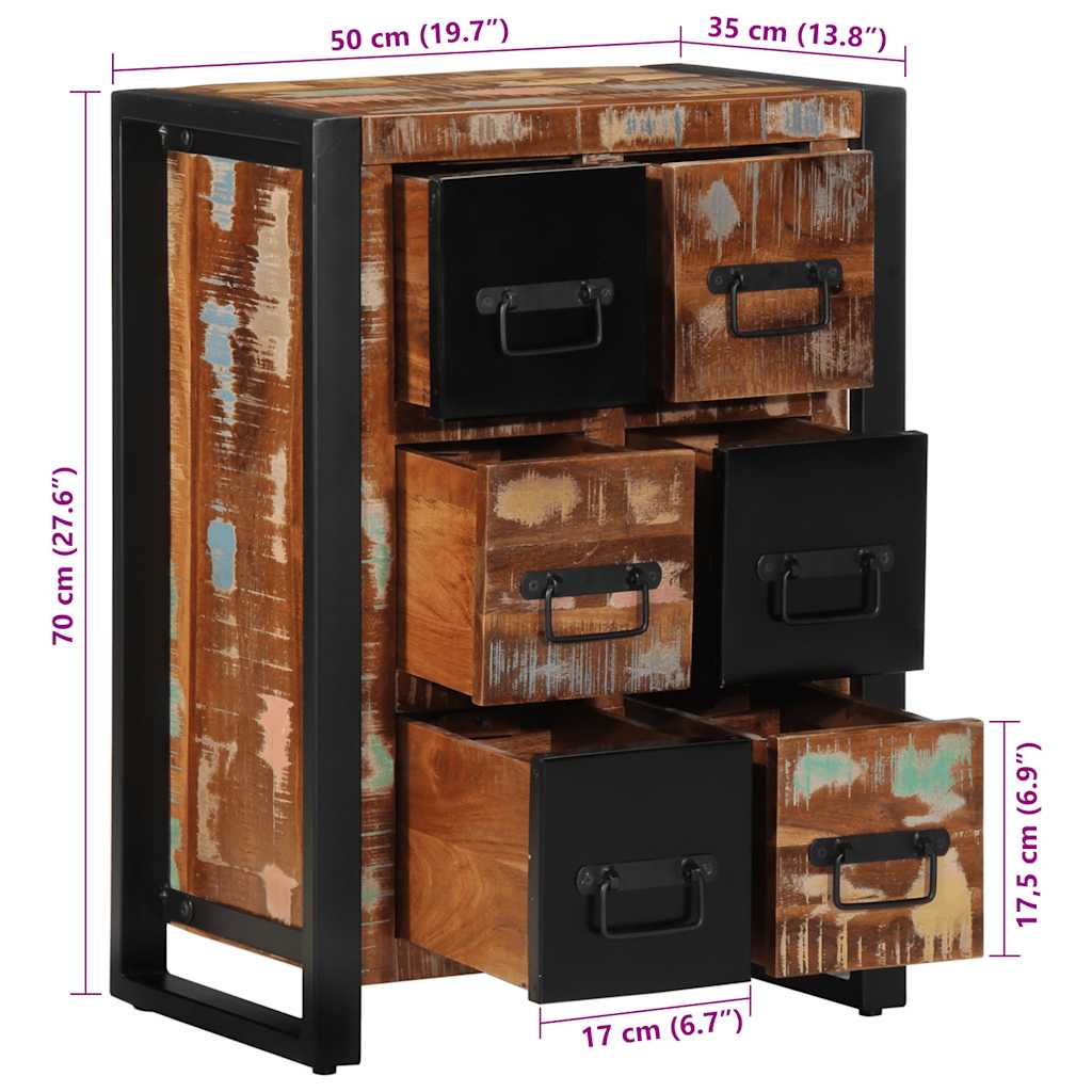 vidaXL Sideboard 50x35x70 cm Ξύλο μασίφ αναγεννημένο