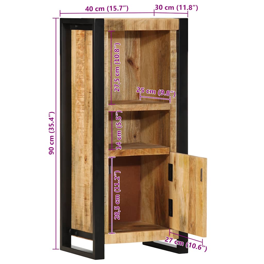 ντουλάπι μπάνιου vidaXL 40x30x90 cm από μασίφ ξύλο Rough Mango