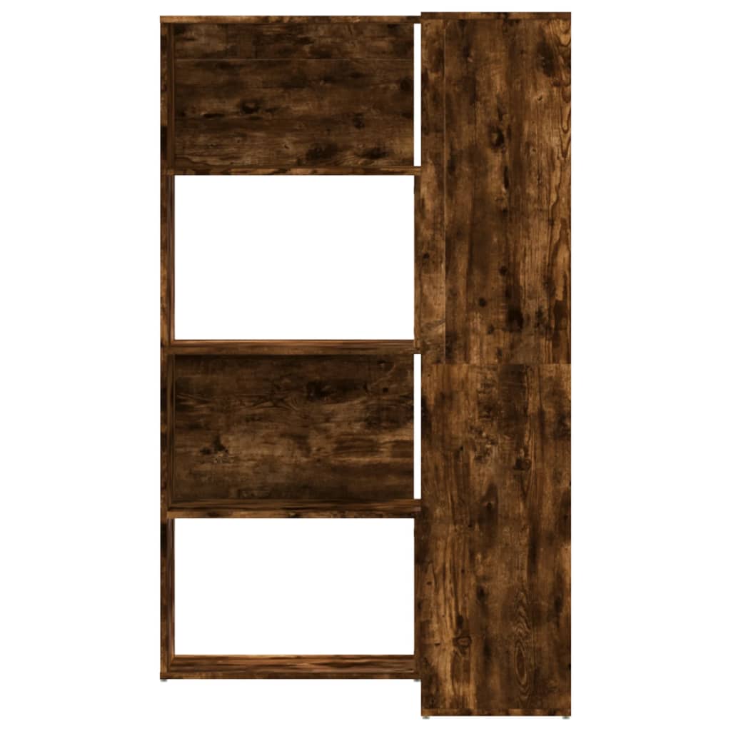 vidaXL Βιβλιοθήκη Γωνιακή 4 Επ. Καπνιστή Δρυς 85x85x140 εκ Επεξ. Ξύλο