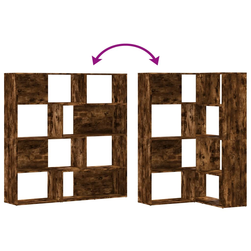 vidaXL Βιβλιοθήκη Γωνιακή 4 Επ. Καπνιστή Δρυς 85x85x140 εκ Επεξ. Ξύλο