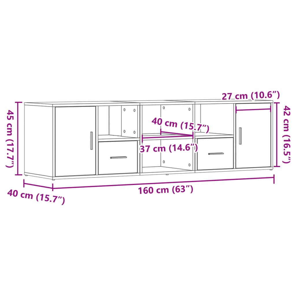 vidaXL Ντουλάπι Γωνιακό Μαύρο 160x40x45 εκ. από Επεξεργασμένο Ξύλο