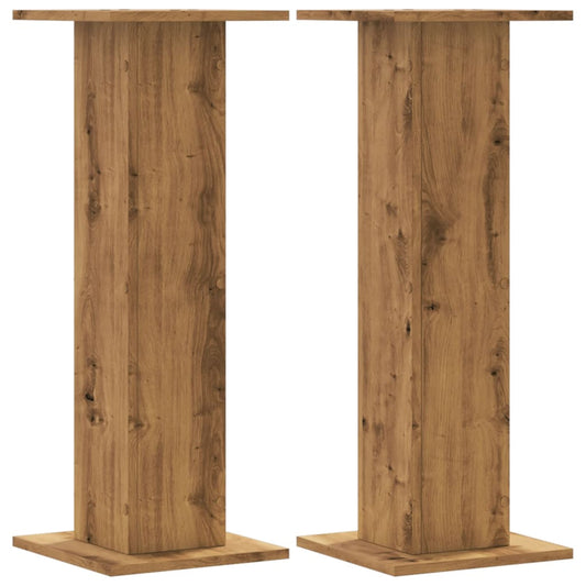 vidaXL Βάσεις Φυτών 2 τεμ. Αρτισιανή Δρυς 30x30x80 εκ. Επεξ. Ξύλο