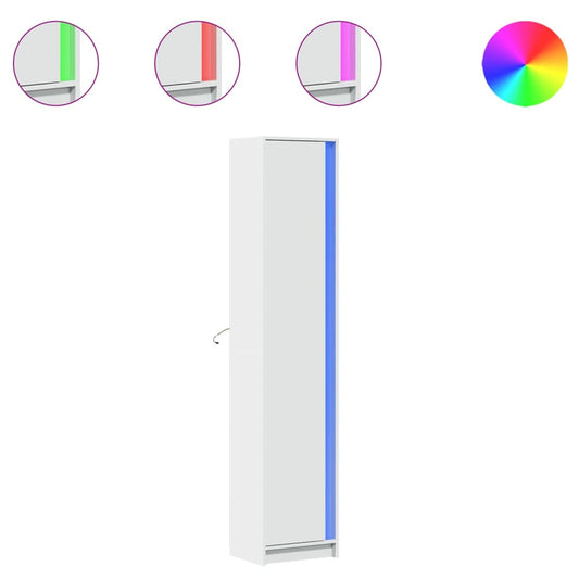 vidaXL Ντουλάπι με LED Λευκό 41,5x32,5x200 εκ. από Επεξεργασμένο Ξύλο