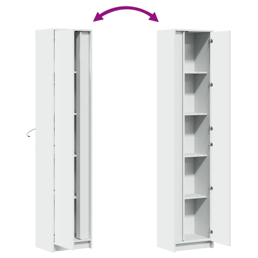 vidaXL Ντουλάπι με LED Λευκό 41,5x32,5x200 εκ. από Επεξεργασμένο Ξύλο