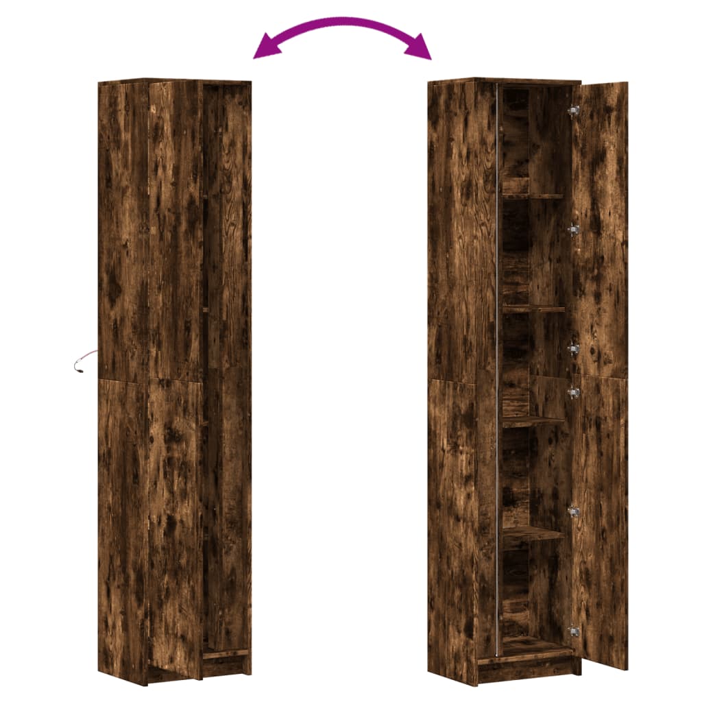 vidaXL Ντουλάπι με LED Δρυς 41,5x32,5x200 εκ. από Επεξεργασμένο Ξύλο