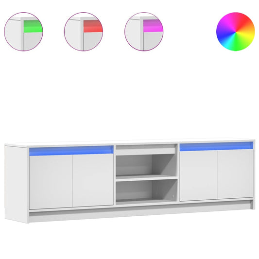 vidaXL Έπιπλο Τηλεόρασης με LED Λευκό 180x34x50 εκ. από Επεξ. Ξύλο