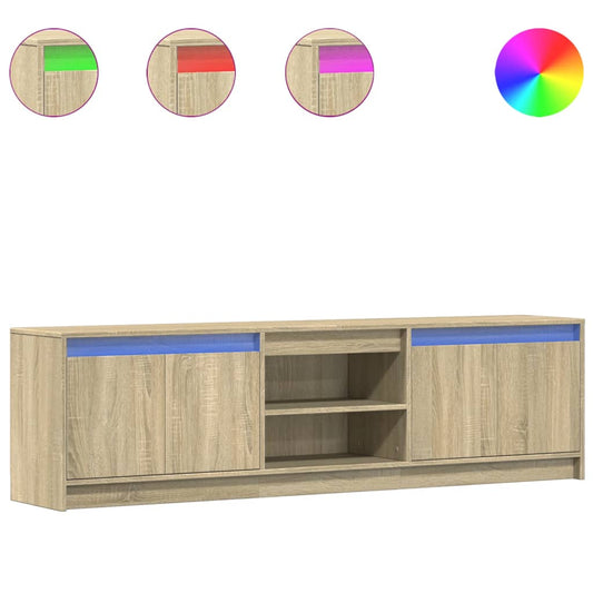 vidaXL Έπιπλο Τηλεόρασης με LED Sonoma Δρυς 180x34x50 εκ. Επεξ. Ξύλο