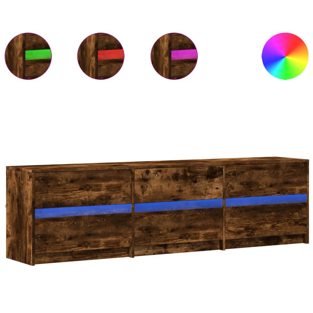 vidaXL Έπιπλο Τηλεόρασης με LED Καπνιστή Δρυς 180x34x50 εκ. Επεξ. Ξύλο
