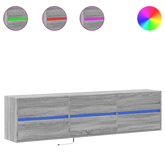 vidaXL Έπιπλο Τοίχου Τηλεόρασης με LED Γκρι Sonoma 180x31x45 εκ.